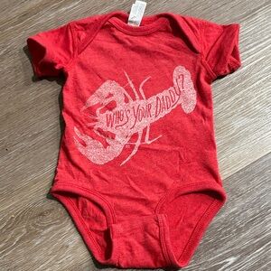 Red Lobster Print Onesie “Who’s Your Daddy?”
